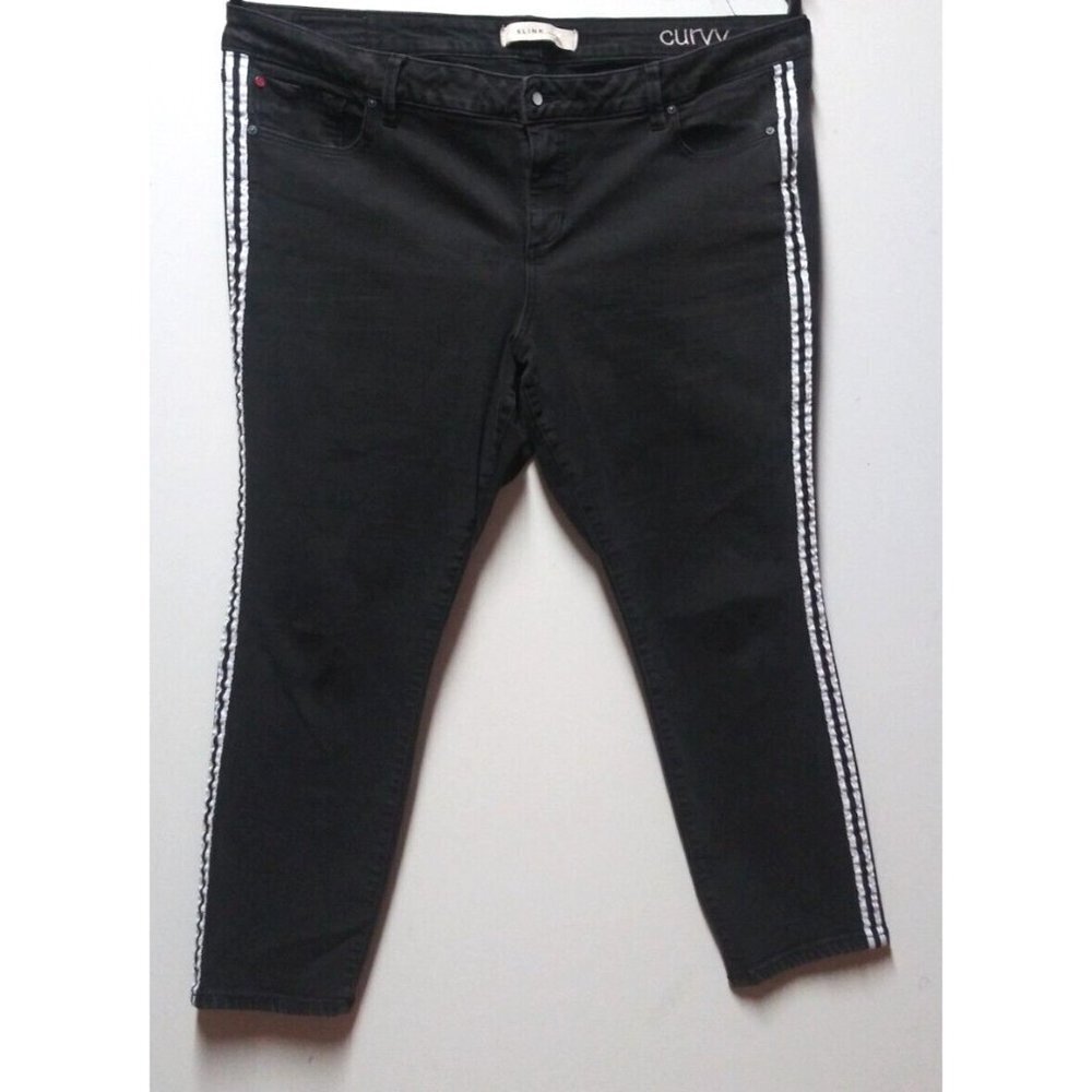Womens Slink Jeans Ankle Jeggings Sz 20 white stripes curvy Black Stretch denim